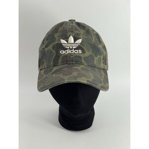 Adidas Green Camo Hat Women's OS Adjustable Baseball Strapback Cap Cotton Logo